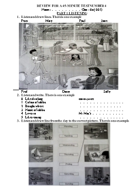 2 Đề kiểm tra 1 tiết số 4 môn Tiếng Anh Lớp 6